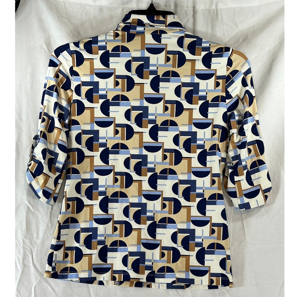 J. McLaughlin XS Geometric Button Front Blouse - image 2